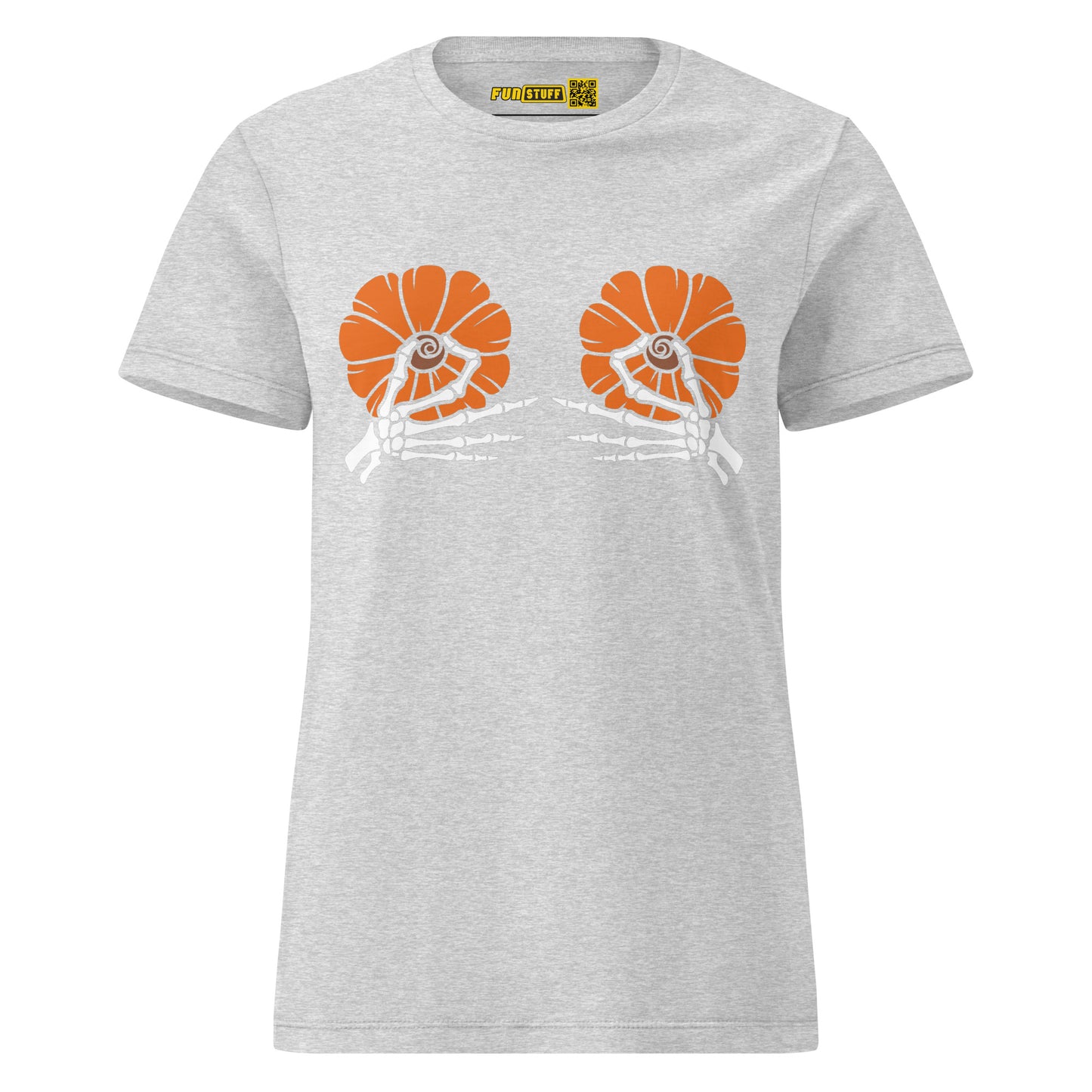 Pumpkin Boobs 2.0 – Halloween Ladies T-Shirt mit Skelett-Händen