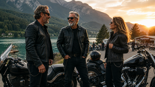Bikerinnen und Biker am Faaker See bei Sonnenuntergang zur European Bike Week
