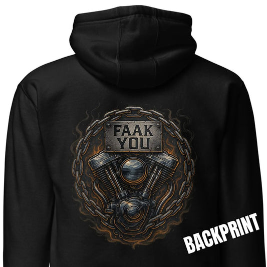 FAAK YOU – V-Twin Statement Backprint – Unisex Hoodie