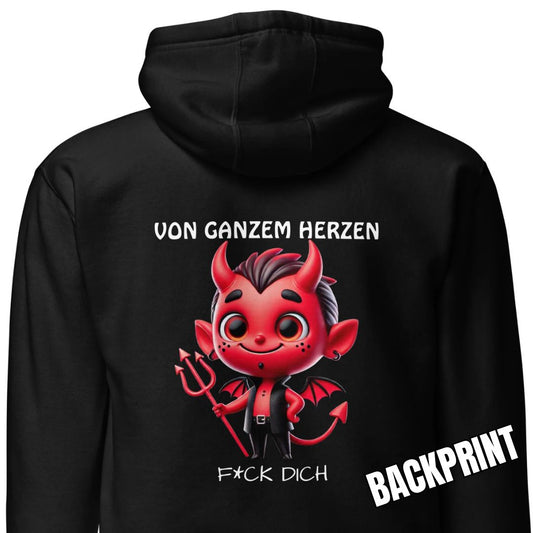 Von ganzem Herzen – F*ck Dich (Devil Edition) – Unisex Hoodie Backprint