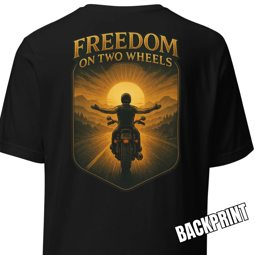 Freedom on Two Wheels - Backprint Unisex-T-Shirt