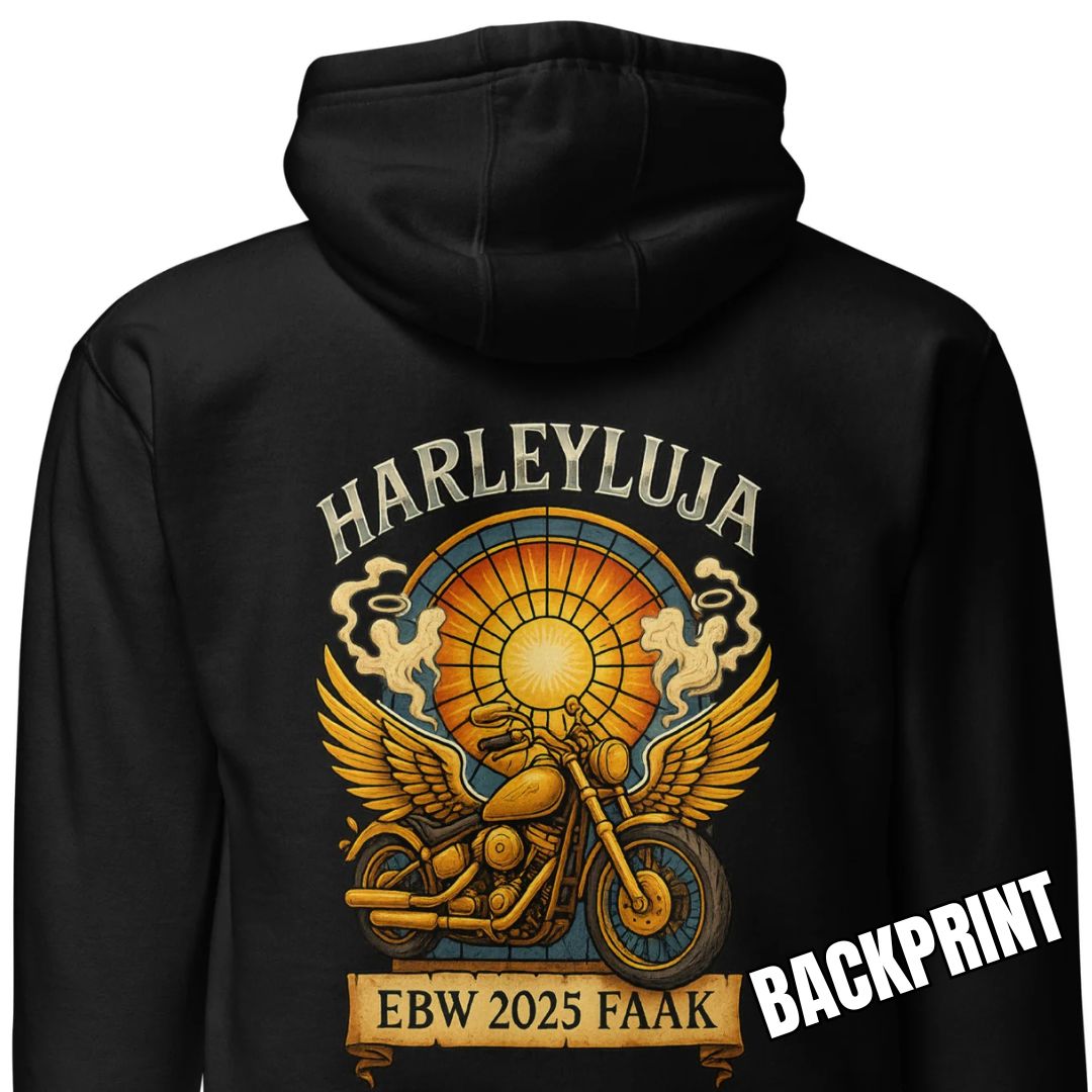 Harleyluja – Faakersee Edition 2025 – Unisex Hoodie (Backprint)