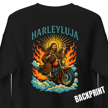Harleyluja – Jesus fährt Chopper Backprint - Unisex-Pullover