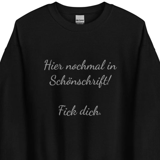 Hier nochmal in Schönschrift – Sweater