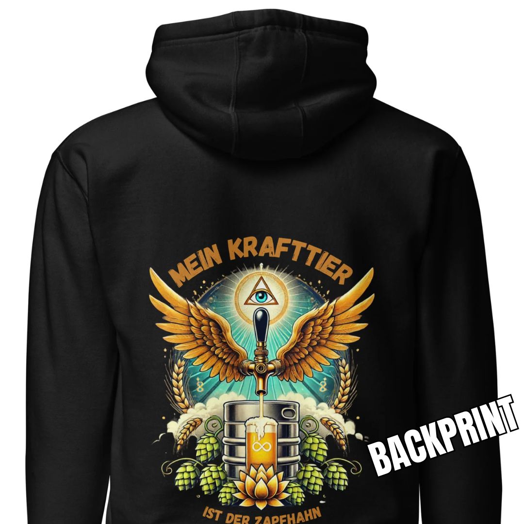 Mein Krafttier ist der Zapfhahn – Unisex Hoodie Backprint