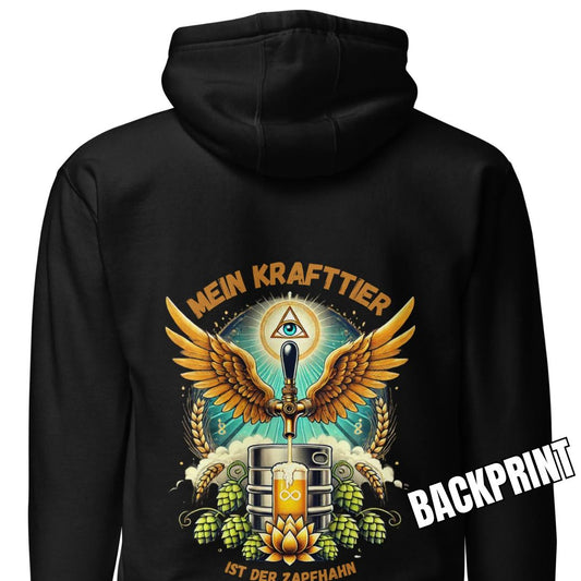 Mein Krafttier ist der Zapfhahn – Unisex Hoodie Backprint
