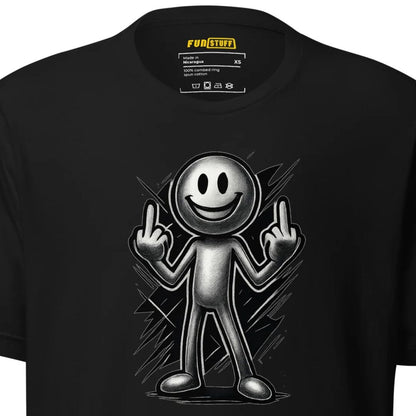 Smiley mit Haltung – Doppelter Mittelfinger – Unisex T-Shirt