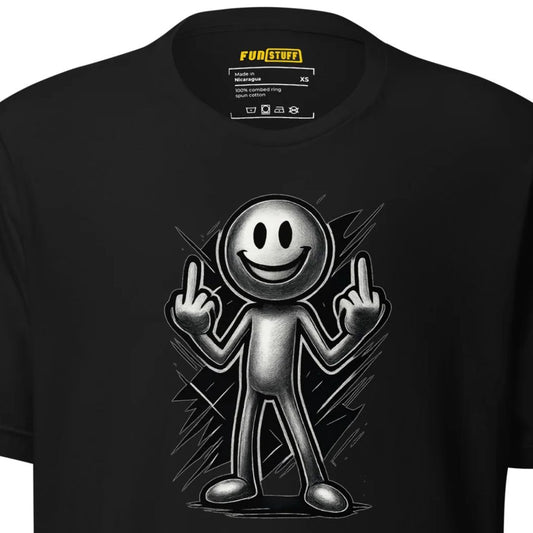Smiley mit Haltung – Doppelter Mittelfinger – Unisex T-Shirt
