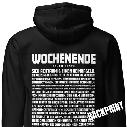 Wochenende – To-Do-Liste – Unisex Hoodie Backprint