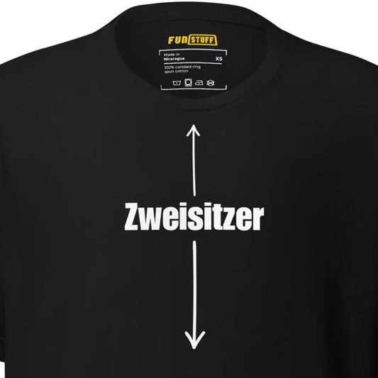 Two-seater – Funny shirt for men with arrow and statement