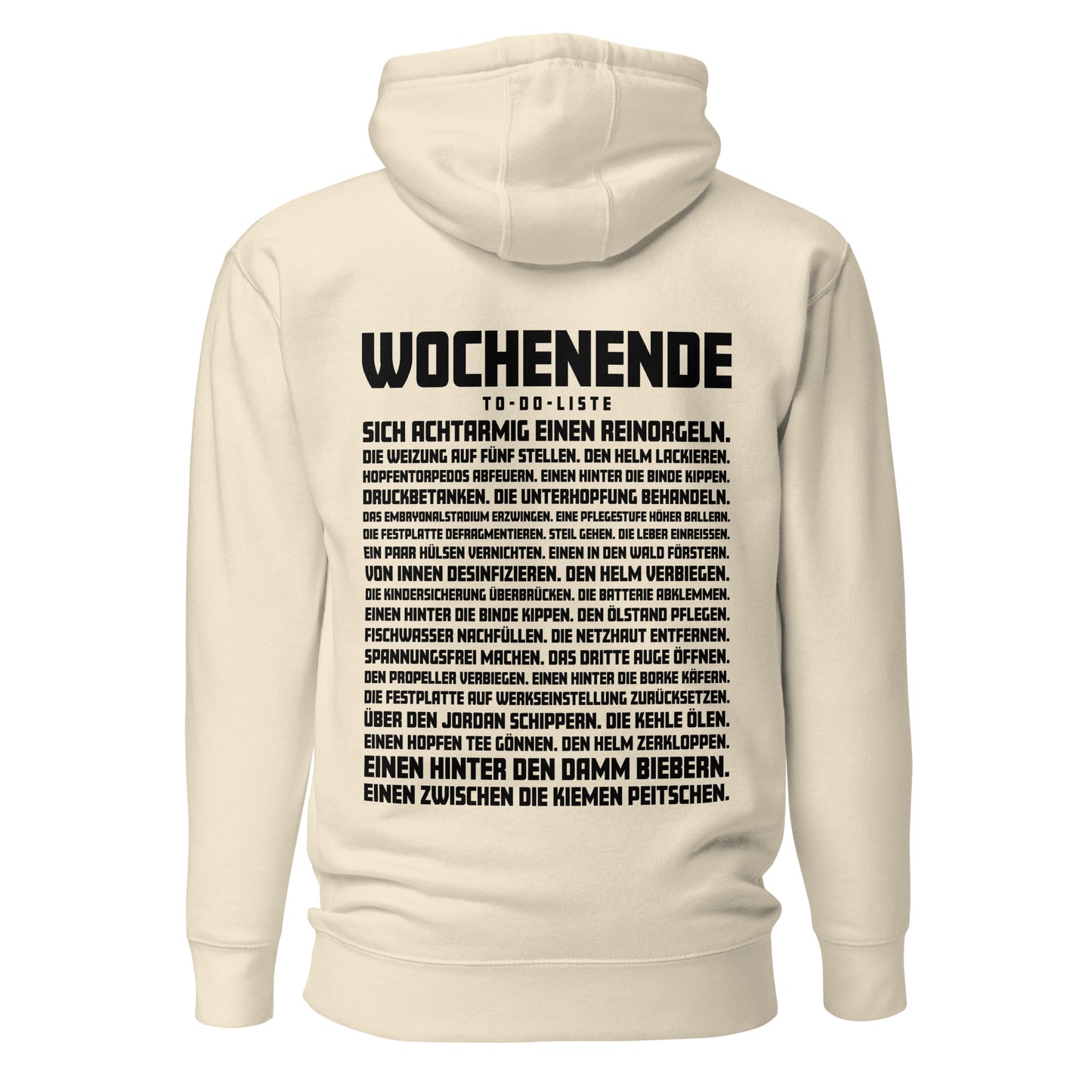 Wochenende – To-Do-Liste – Unisex Hoodie Backprint