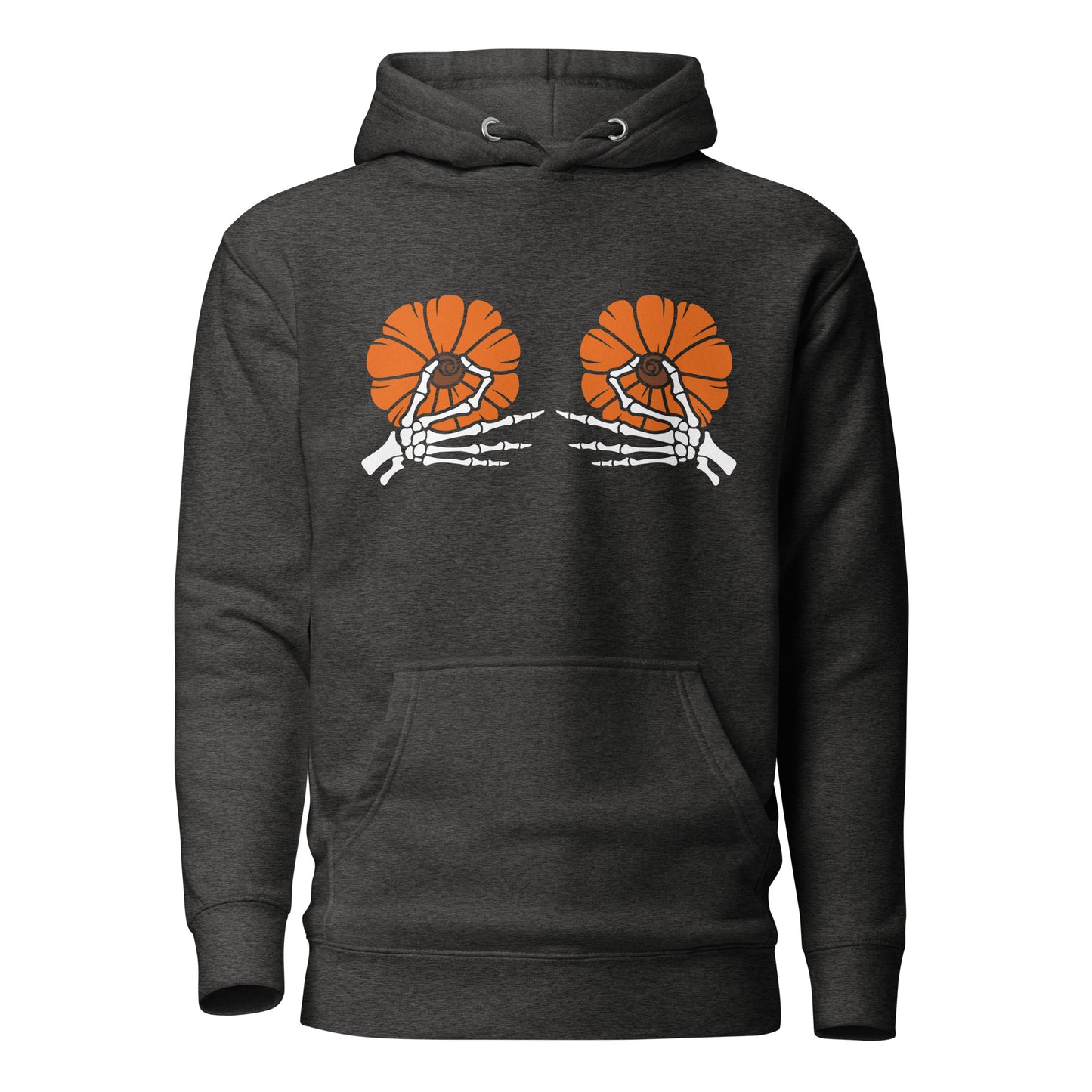 Pumpkin Boobs 2.0 – Halloween Hoodie mit Skelett-Händen