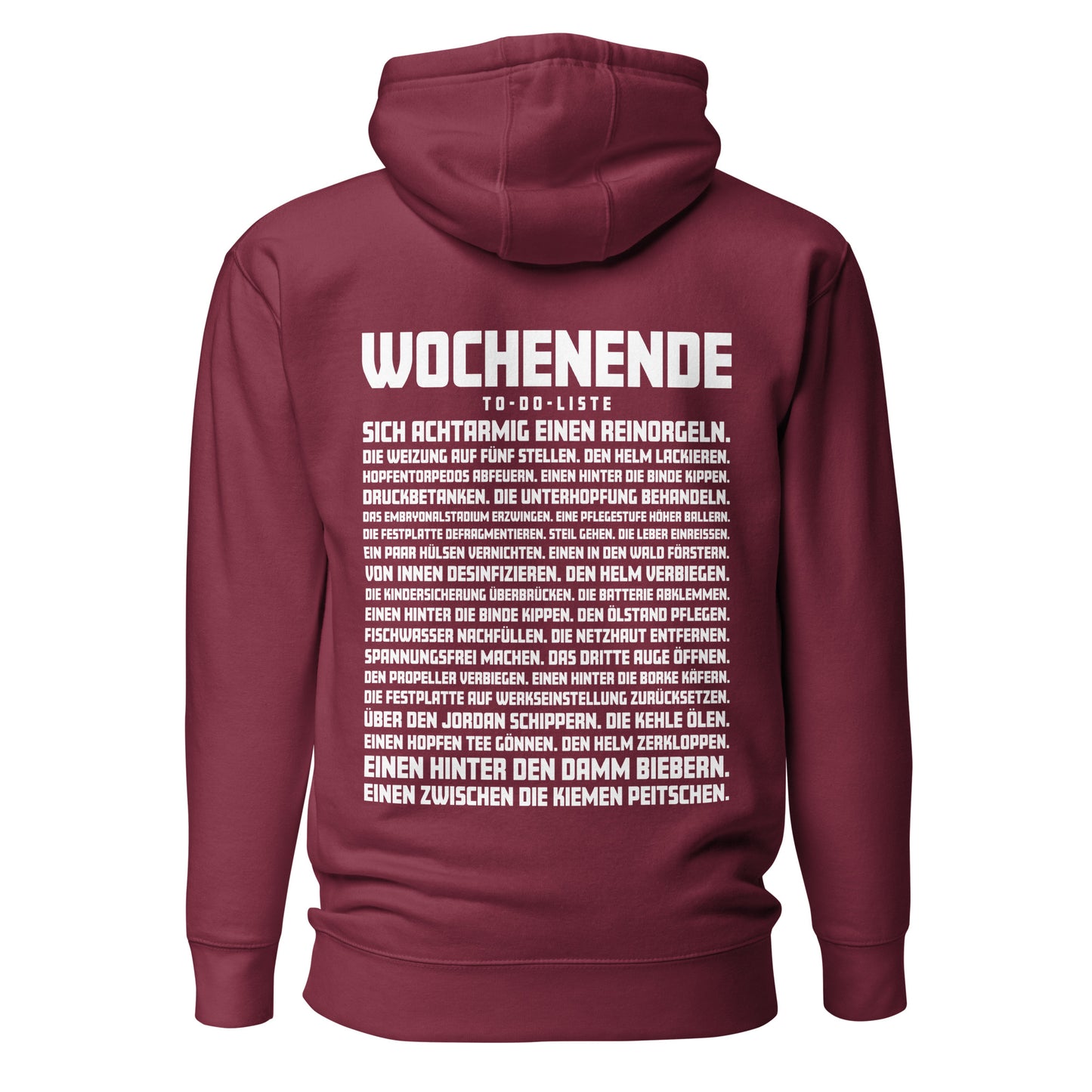Wochenende – To-Do-Liste – Unisex Hoodie Backprint