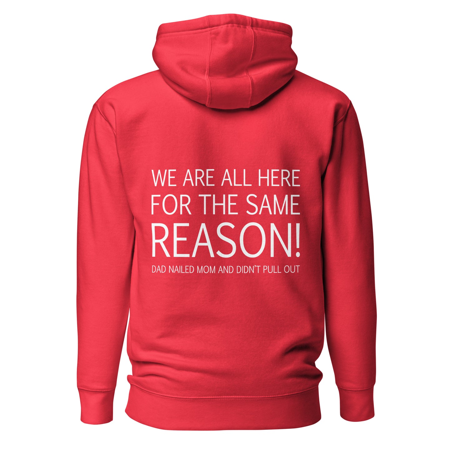 We Are All Here For The Same Reason – Unisex Hoodie Backprint