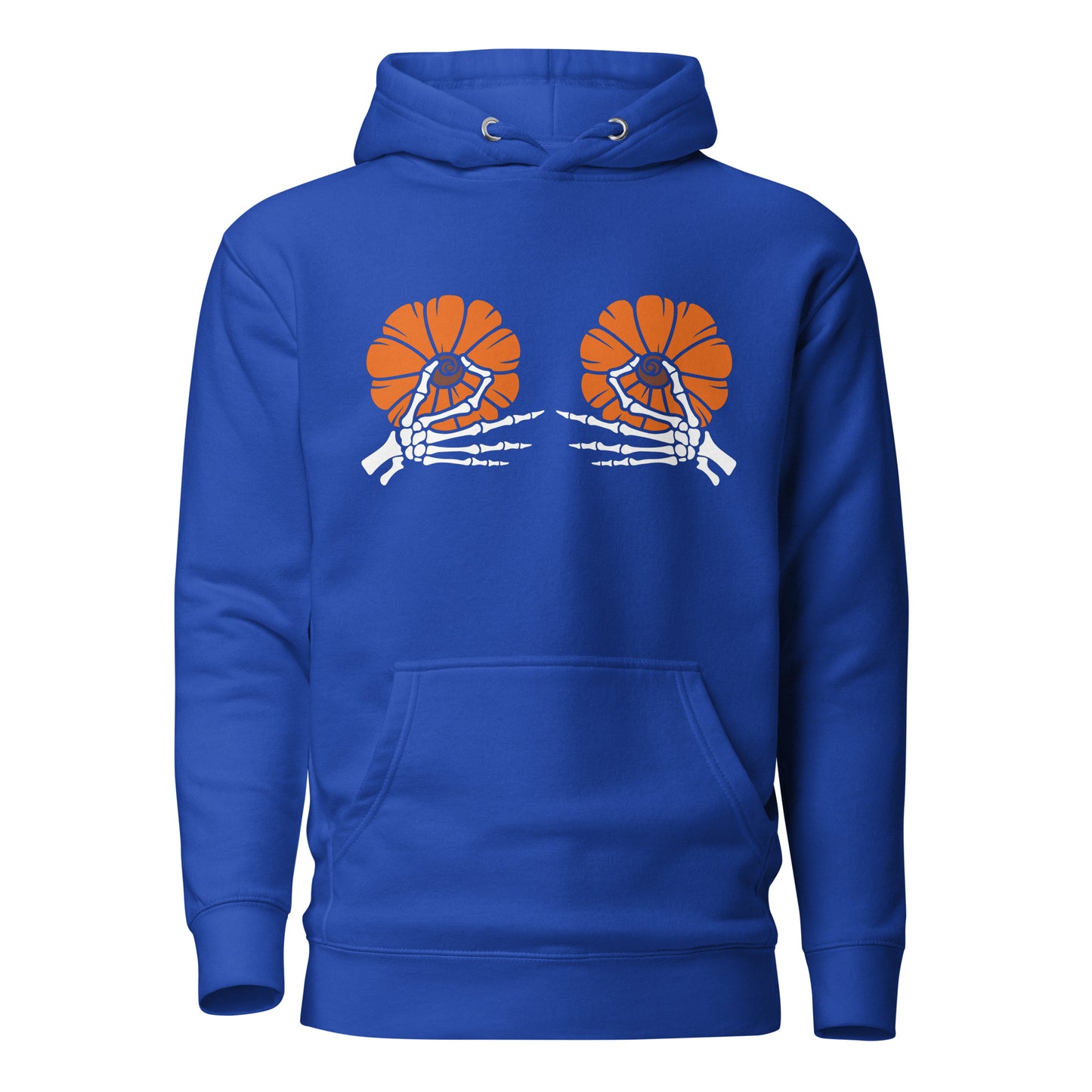 Pumpkin Boobs 2.0 – Halloween Hoodie mit Skelett-Händen