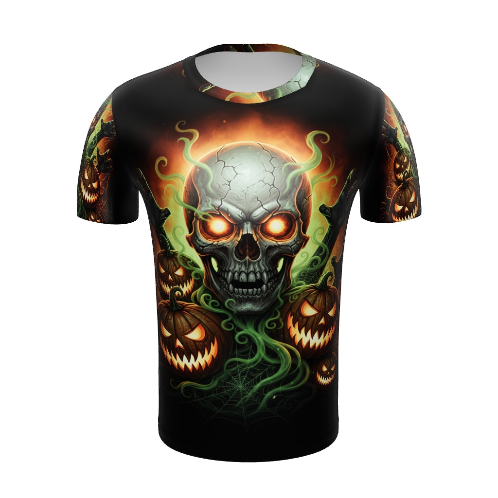Halloween Horror Skull & Pumpkins - Full Print Tee
