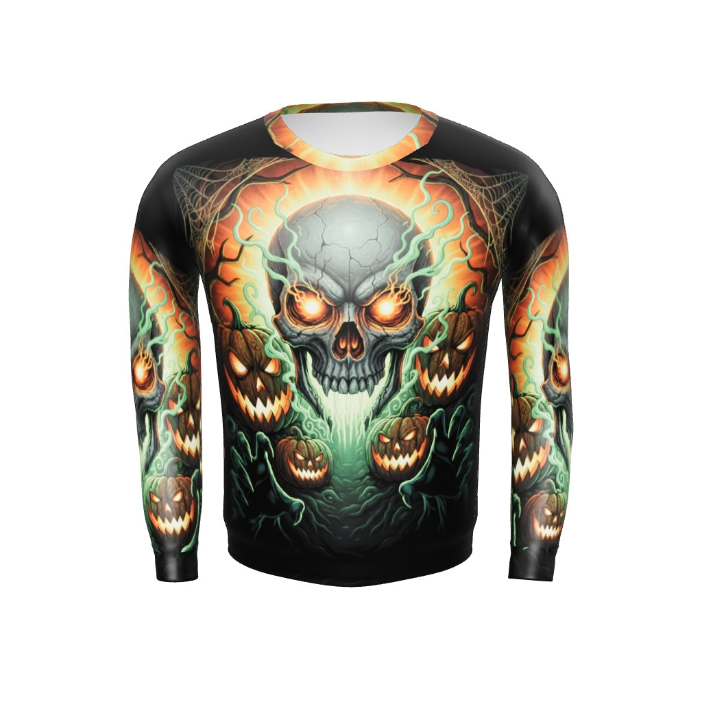 Halloween Skull & Pumpkins - Full Print Sweater