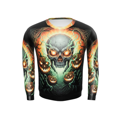 Halloween Skull & Pumpkins - Full Print Sweater