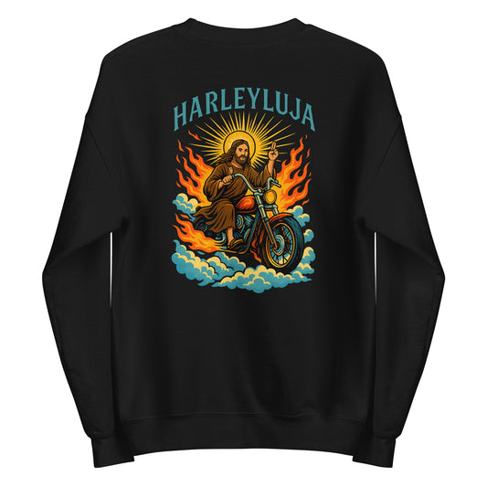 Harleyluja – Jesus fährt Chopper Backprint - Unisex-Pullover