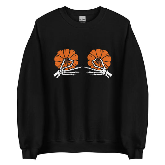 Pumpkin Boobs 2.0 – Halloween Sweater mit Skelett-Händen