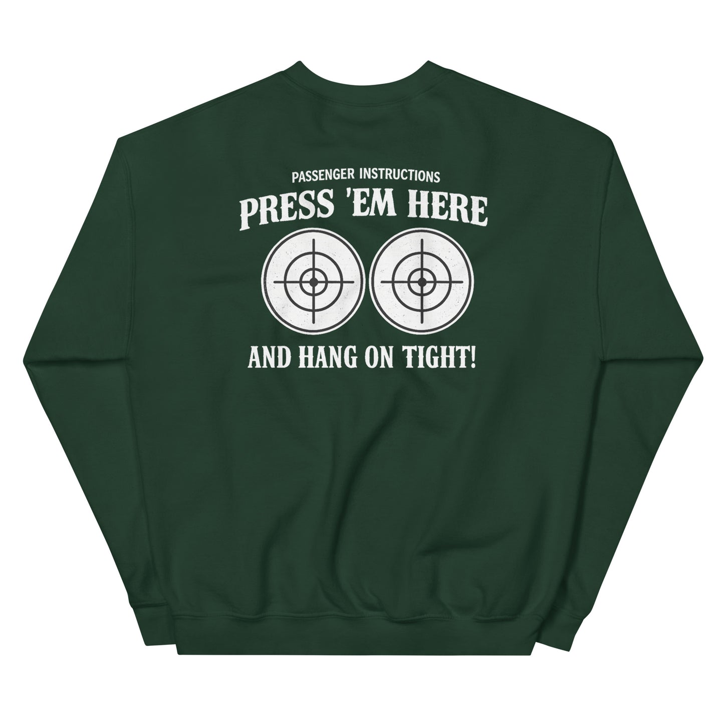 Passenger Instructions Press ’Em Here Backprint Unisex Biker Sweater