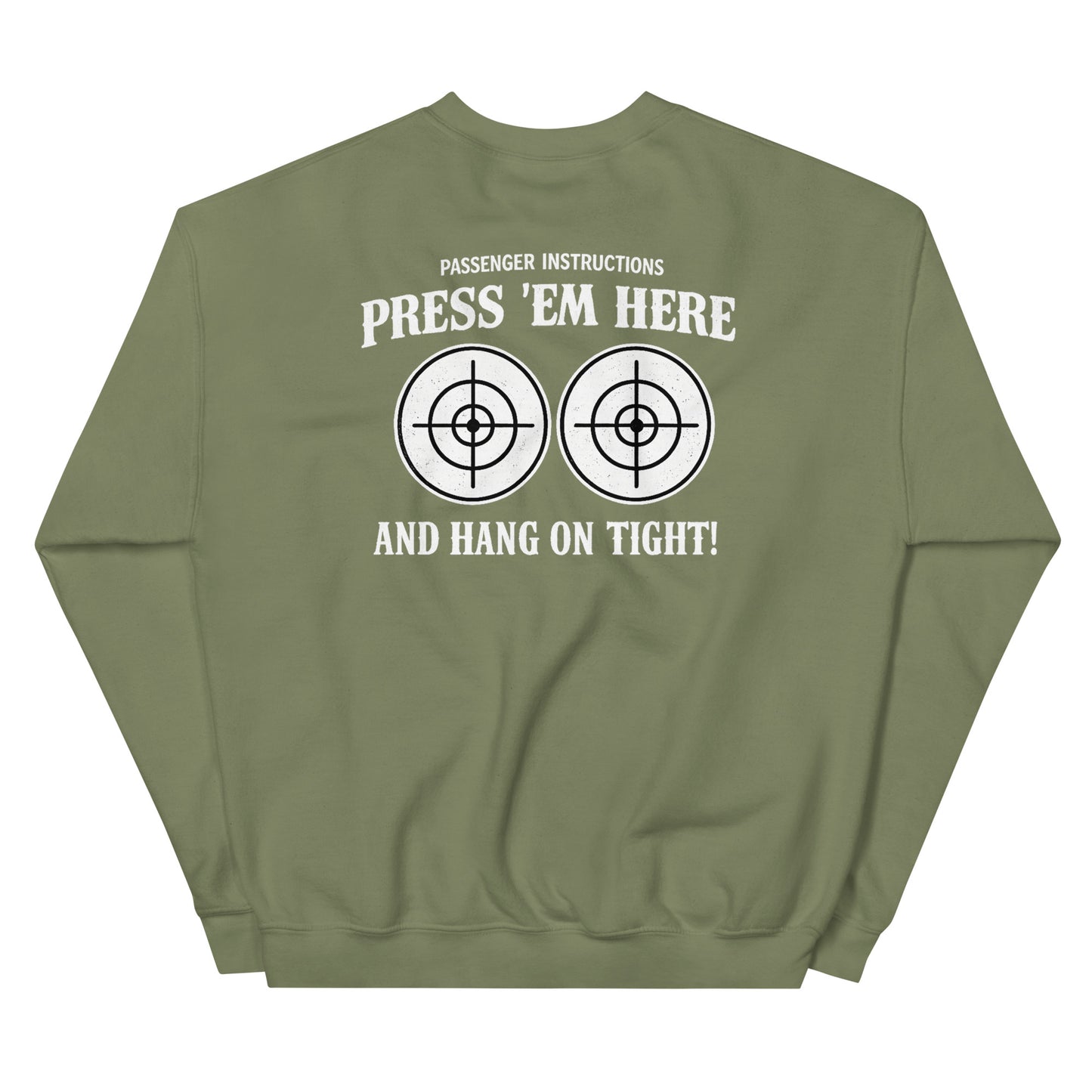 Passenger Instructions Press ’Em Here Backprint Unisex Biker Sweater