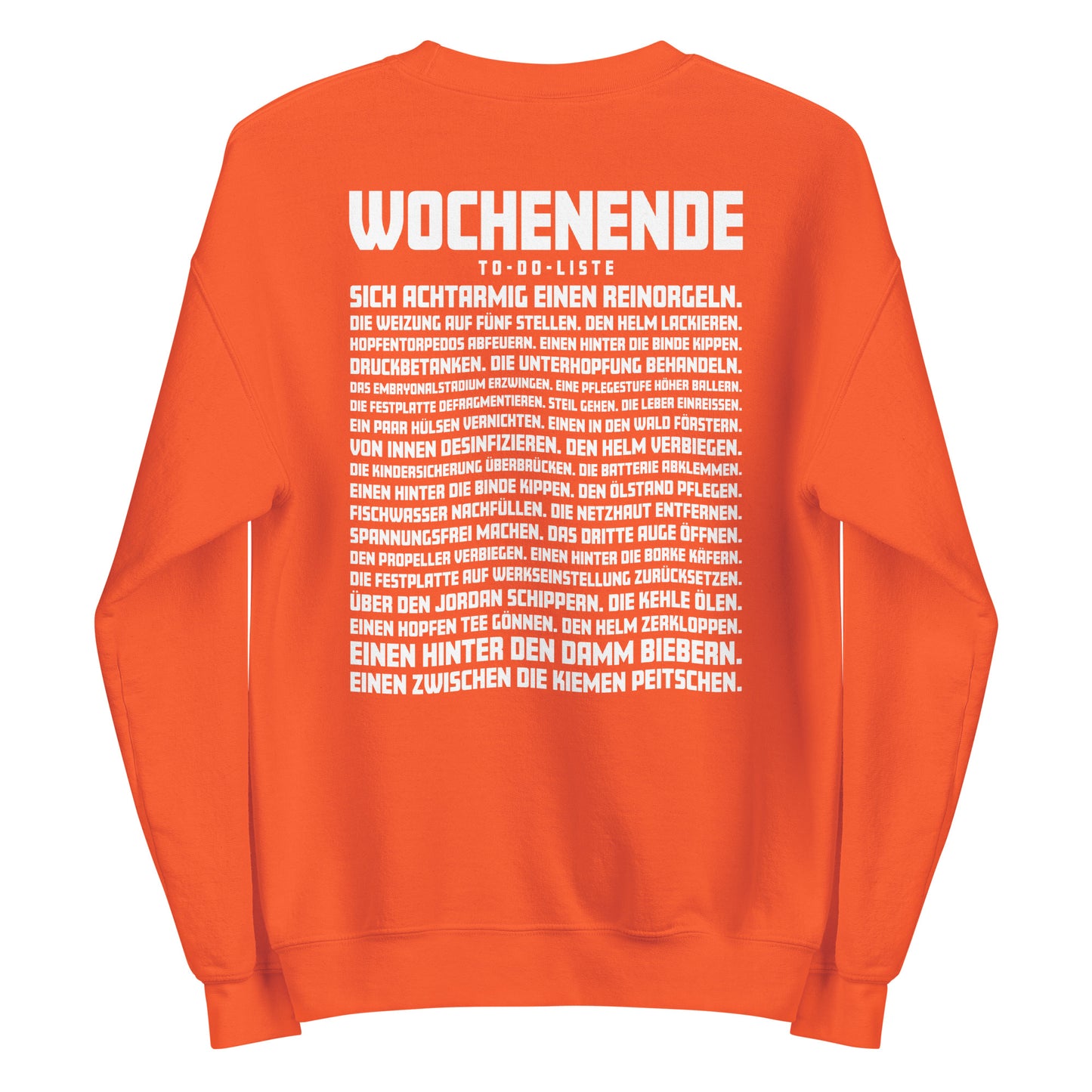 Wochenende – To-Do-Liste – Unisex Sweater Backprint