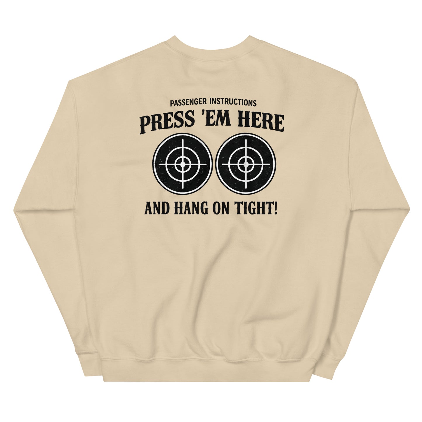 Passenger Instructions Press ’Em Here Backprint Unisex Biker Sweater
