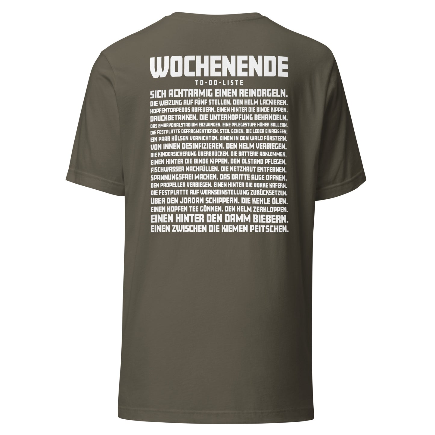Wochenende – To-Do-Liste – Unisex T-Shirt Backprint