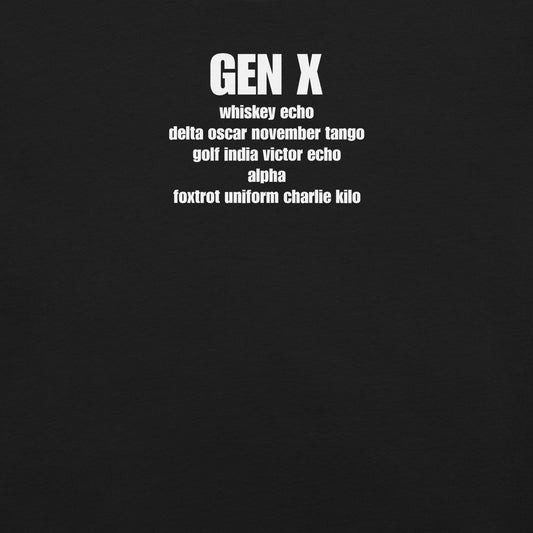 GEN X – Statement Shirt with Radio Alphabet and Hidden Message