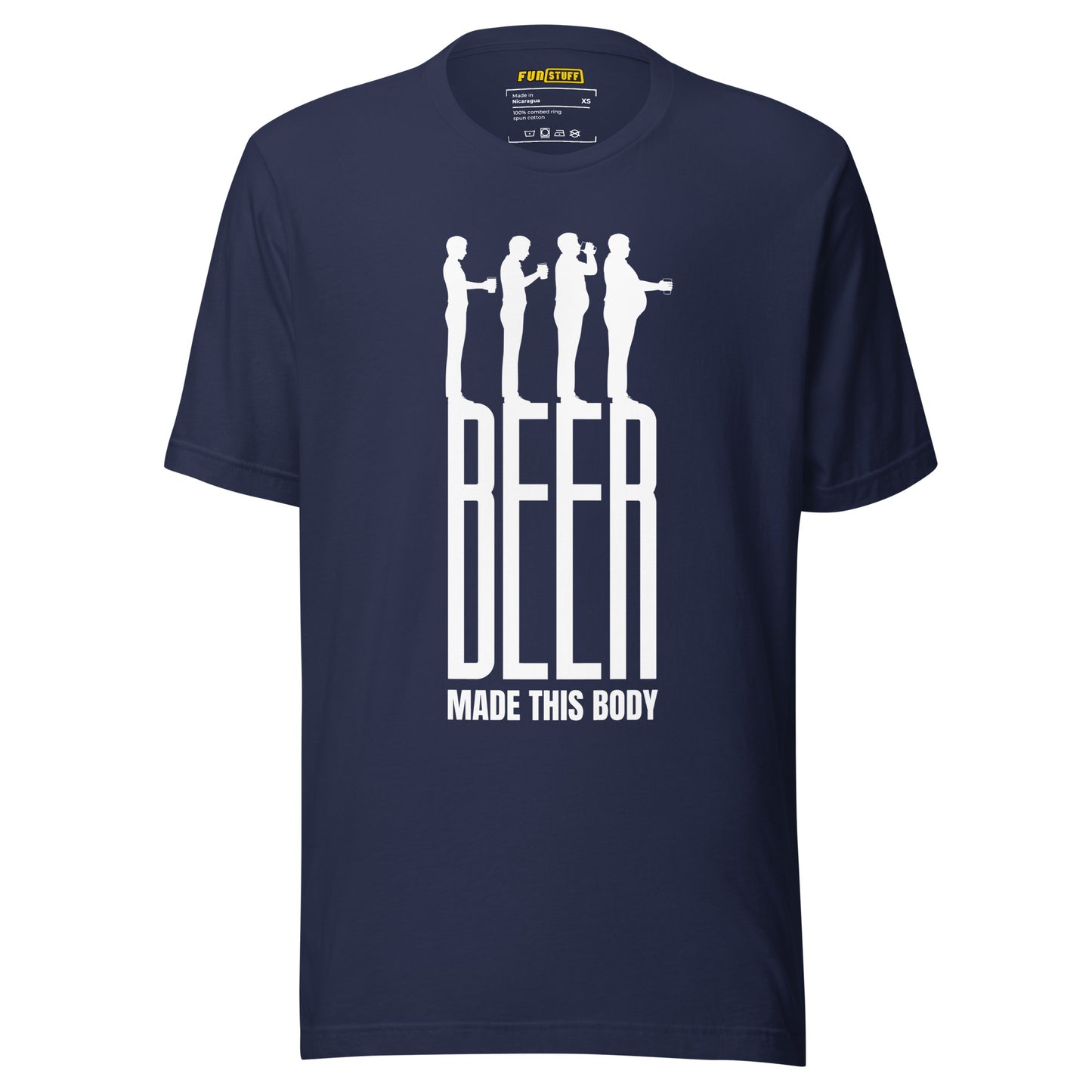 Beer Made This Body – Evolution im Krug – Unisex T-Shirt