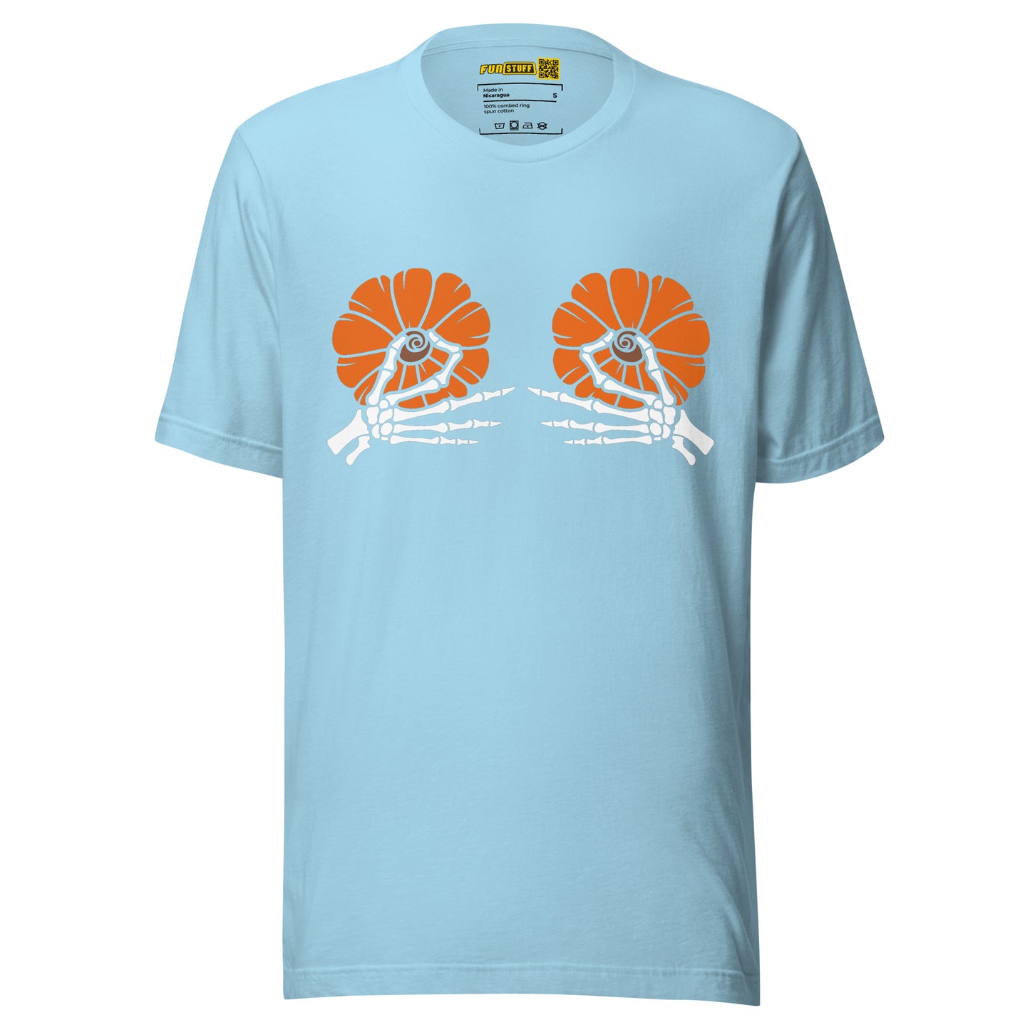 Pumpkin Boobs 2.0 – Halloween Shirt mit Skelett-Händen