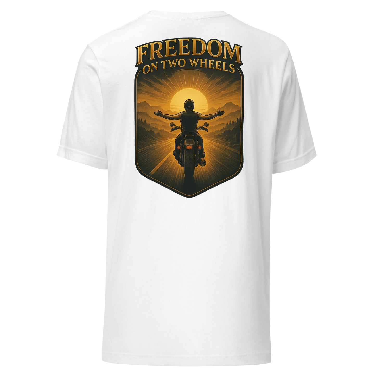 Freedom on Two Wheels - Backprint Unisex-T-Shirt