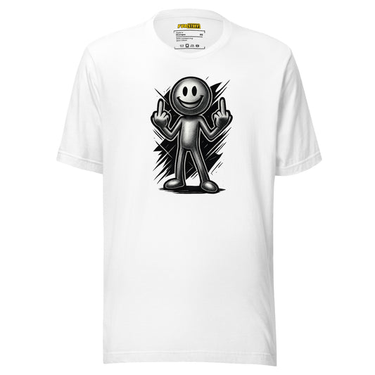 Smiley mit Haltung – Doppelter Mittelfinger – Unisex T-Shirt