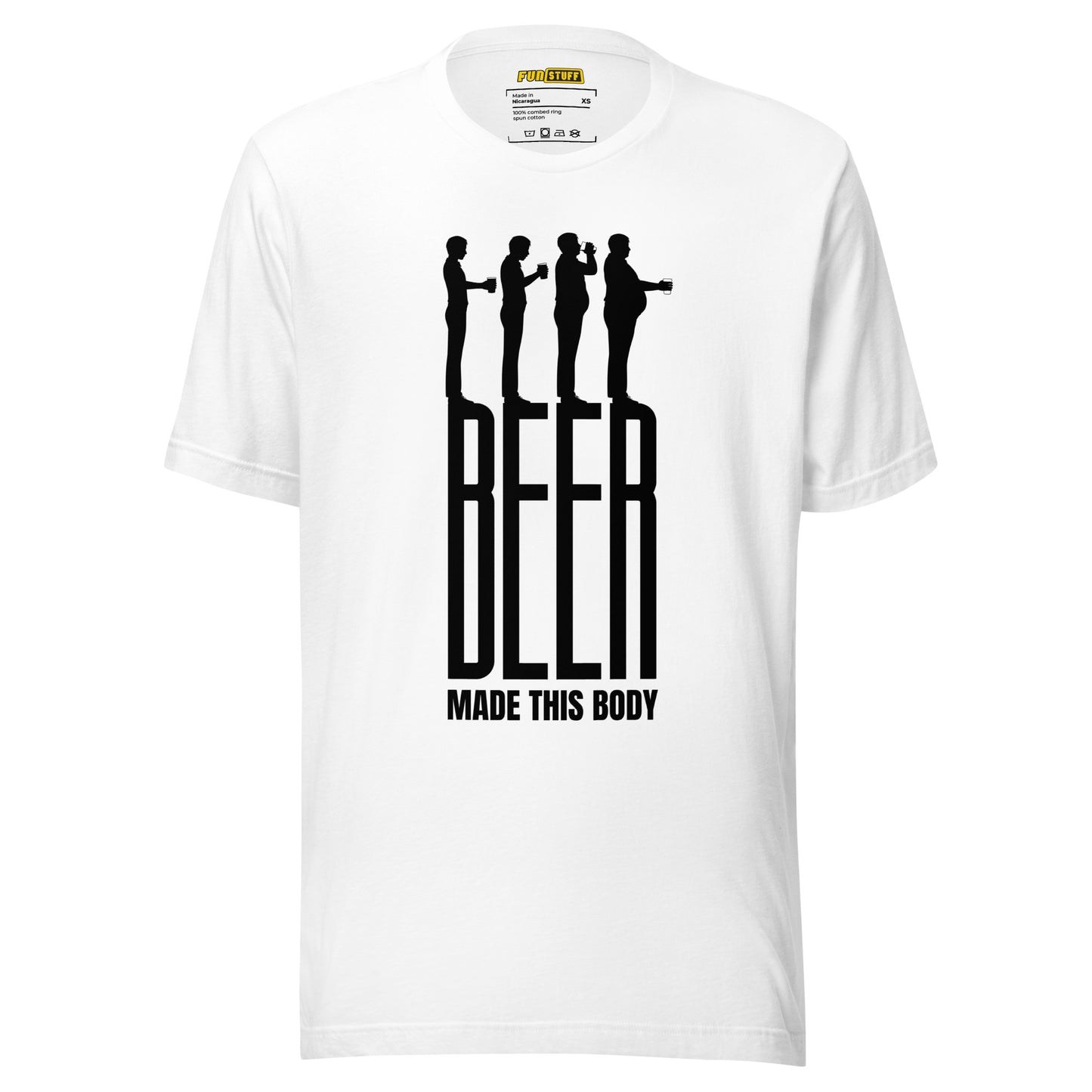 Beer Made This Body – Evolution im Krug – Unisex T-Shirt