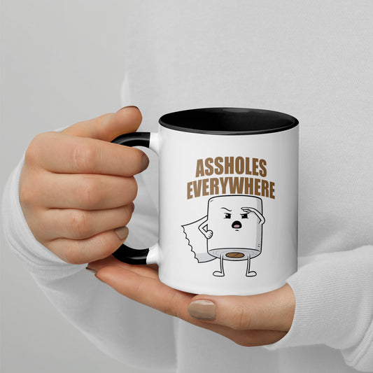 Assholes Everywhere - Tasse mit farbiger Innenseite