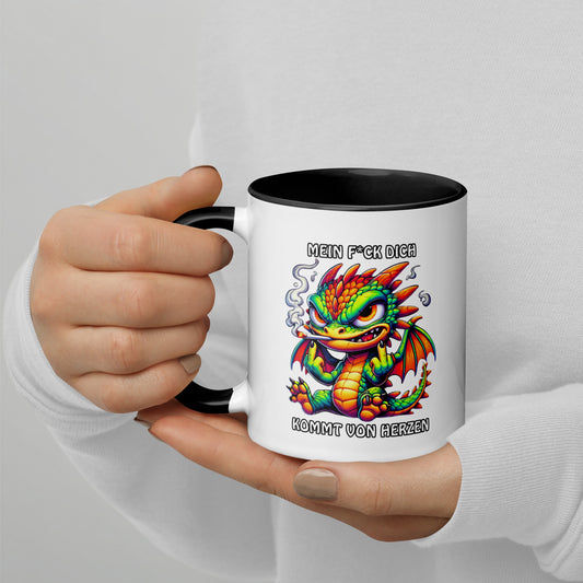 Smoko – Mein F*ck Dich kommt von Herzen - Tasse mit farbiger Innenseite