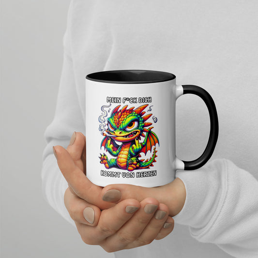 Smoko – Mein F*ck Dich kommt von Herzen - Tasse mit farbiger Innenseite