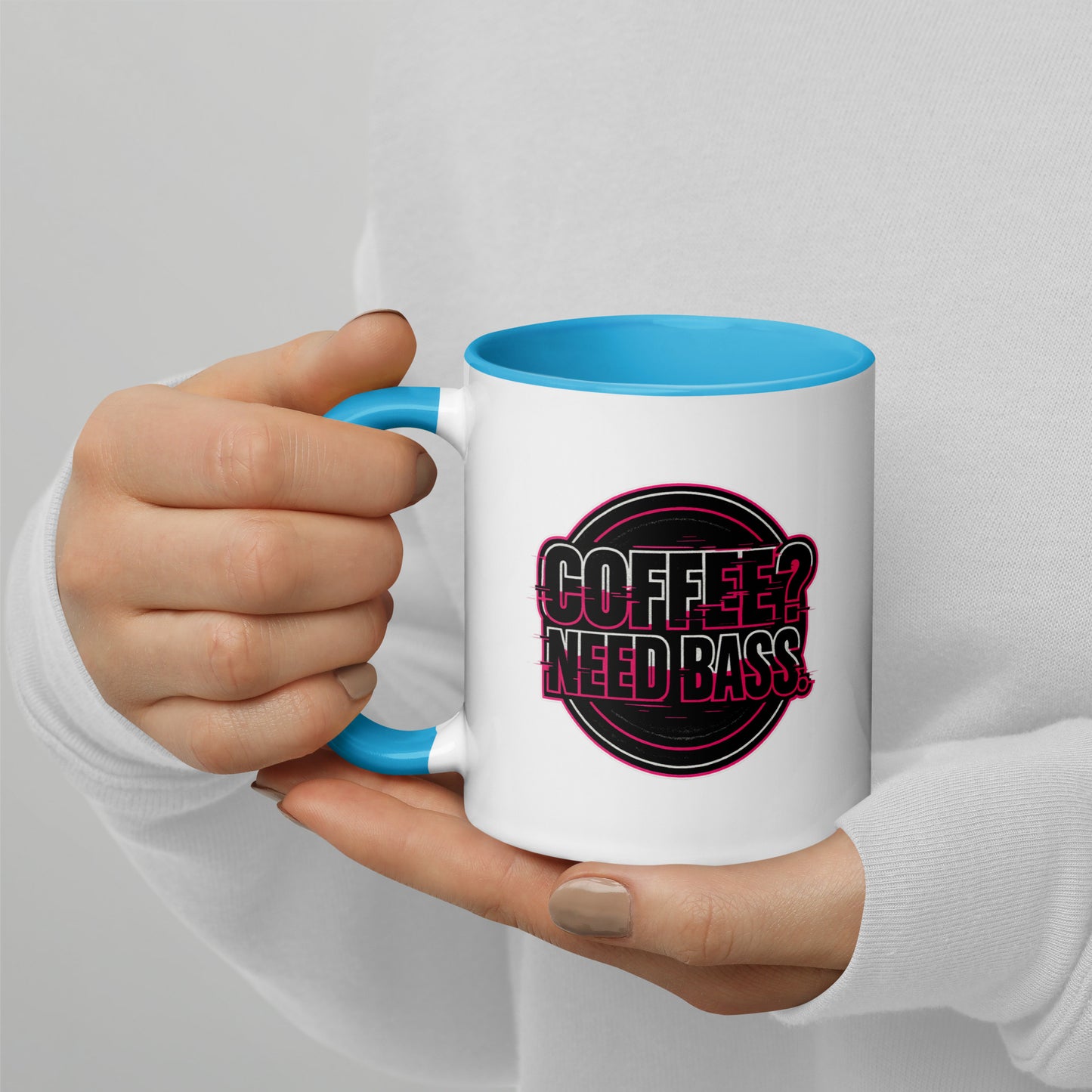 Coffee? Need Bass – Mug with colored handle