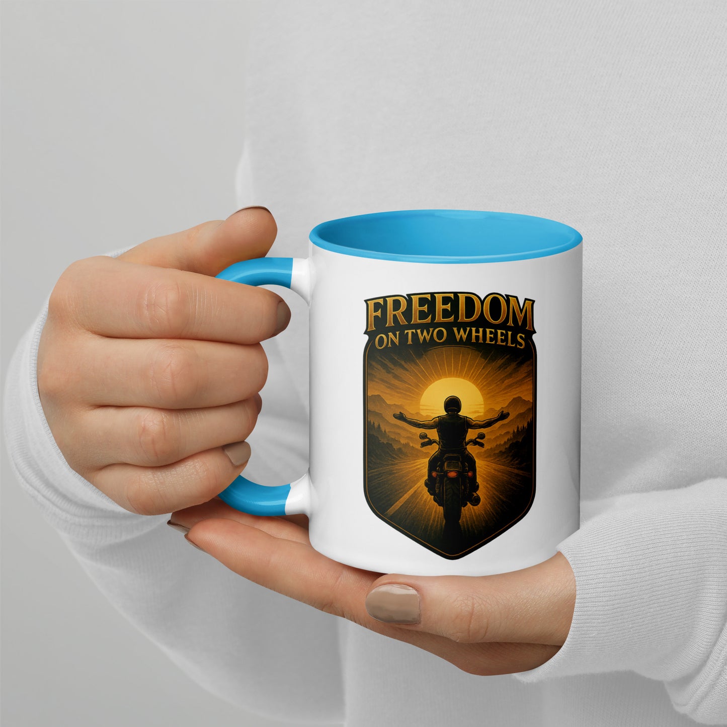 Freedom on Two Wheels - Tasse mit farbiger Innenseite