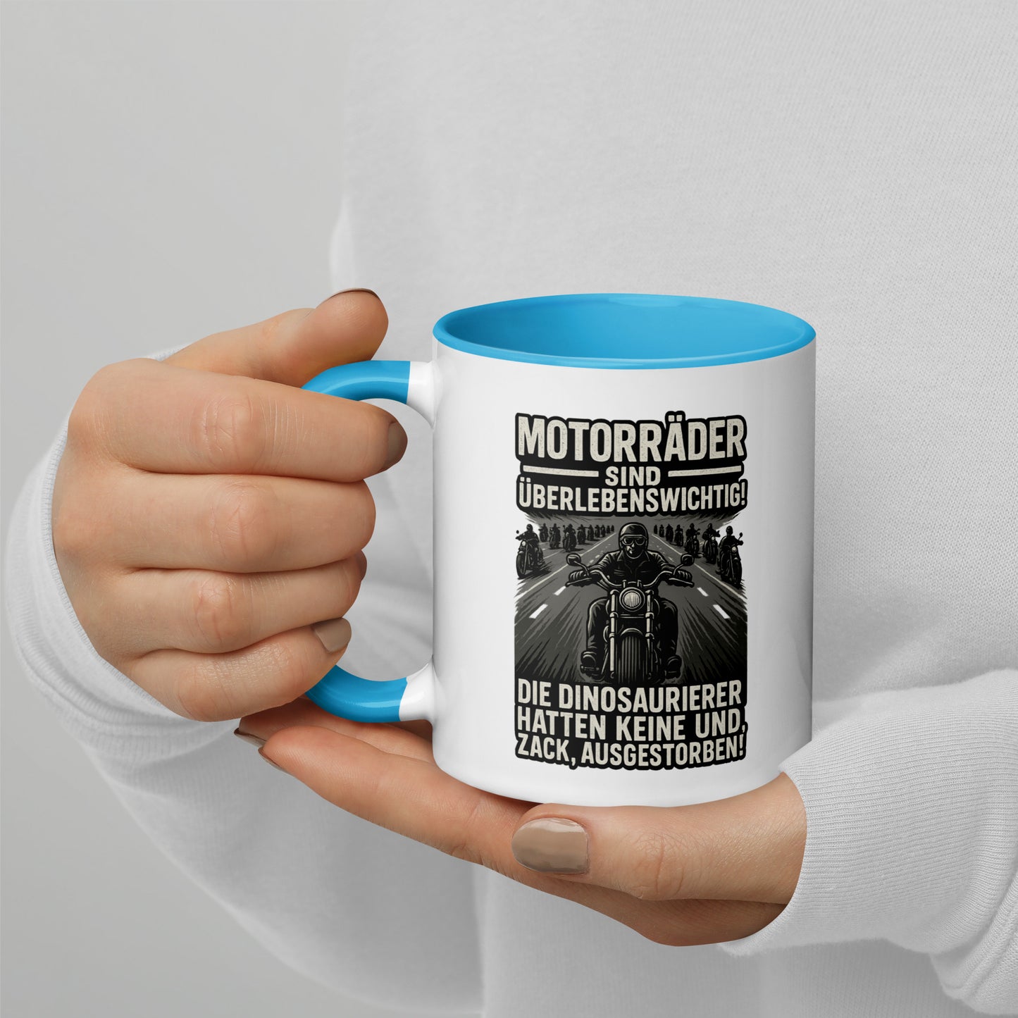 Motorräder sind überlebenswichtig – Biker Tasse mit farbiger Innenseite