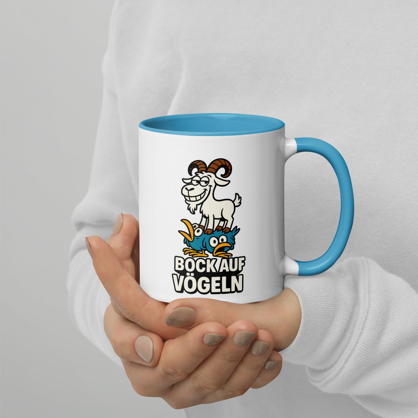 Bock auf Vögeln - Tasse mit farbiger Innenseite