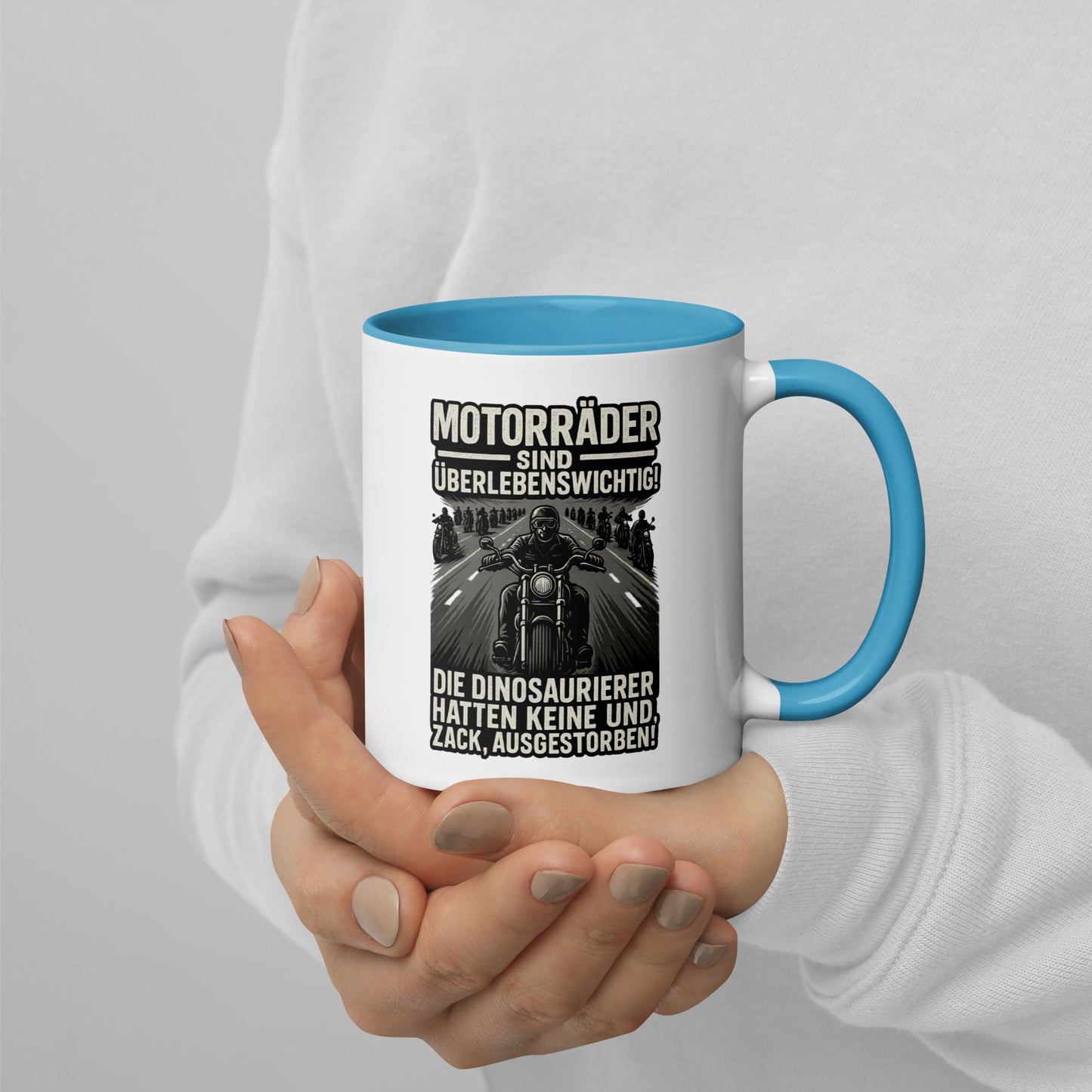 Motorräder sind überlebenswichtig – Biker Tasse mit farbiger Innenseite
