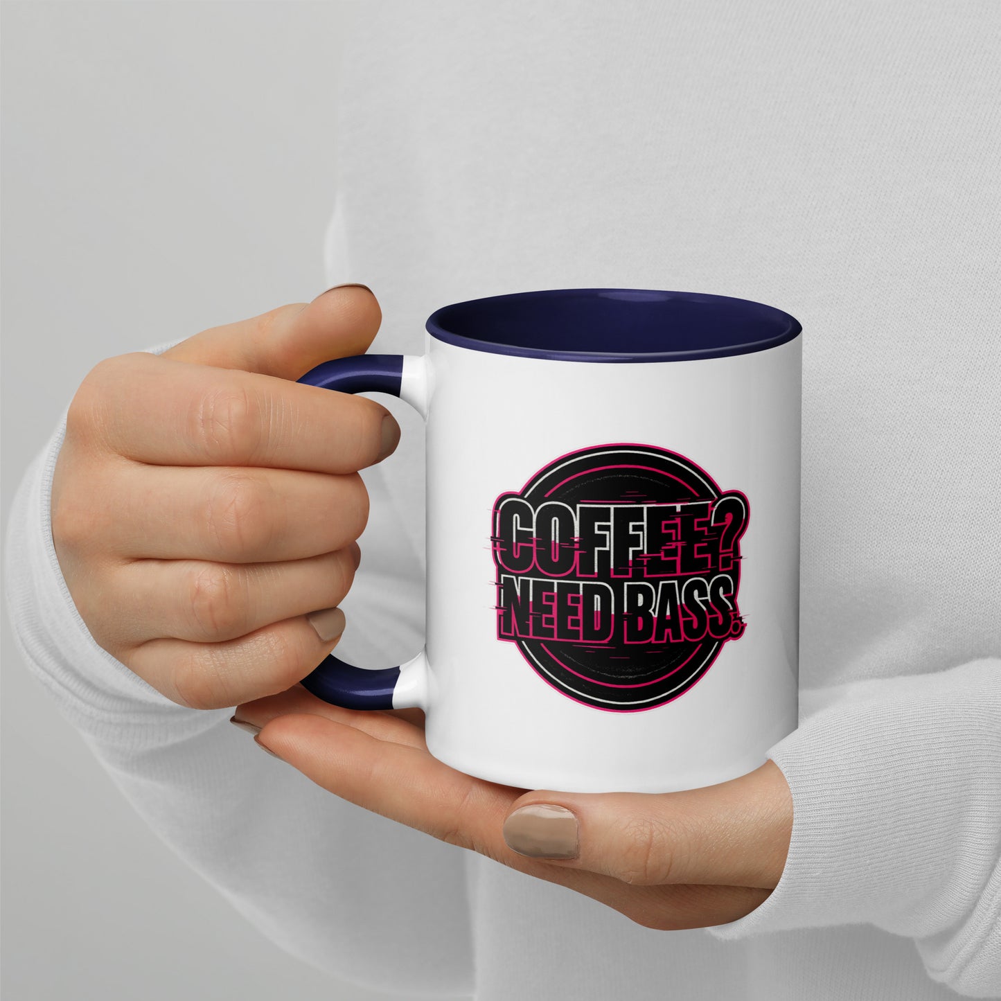 Coffee? Need Bass – Mug with colored handle