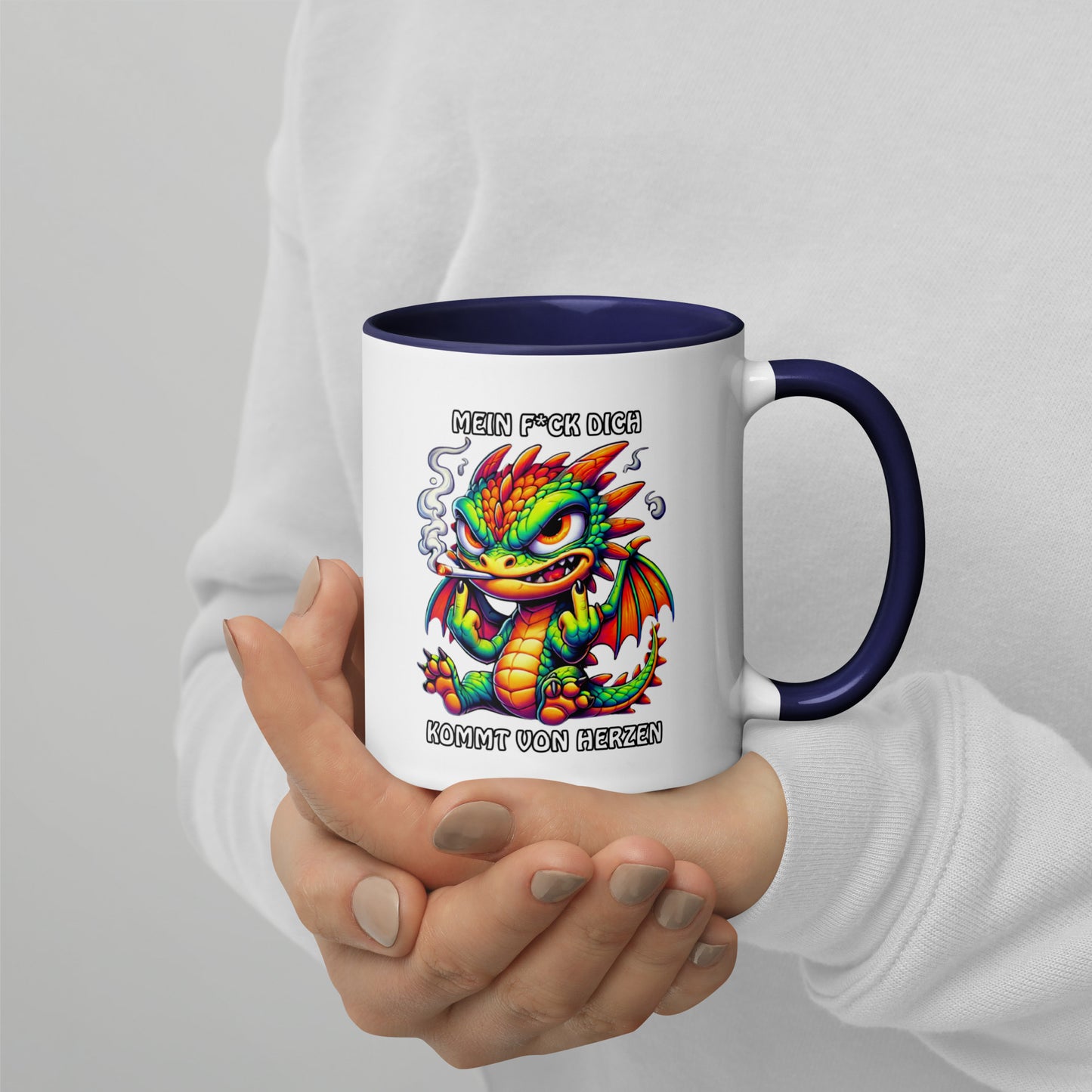 Smoko – Mein F*ck Dich kommt von Herzen - Tasse mit farbiger Innenseite
