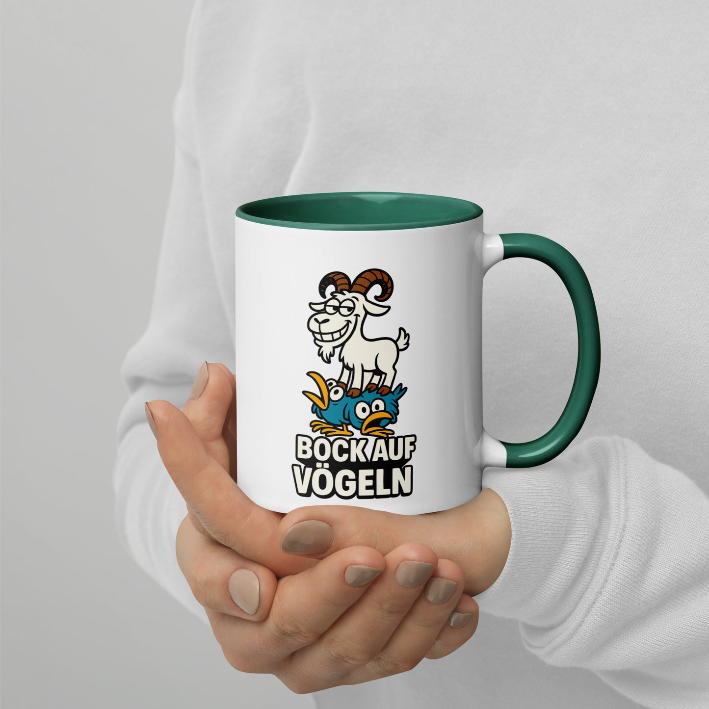 Bock auf Vögeln - Tasse mit farbiger Innenseite