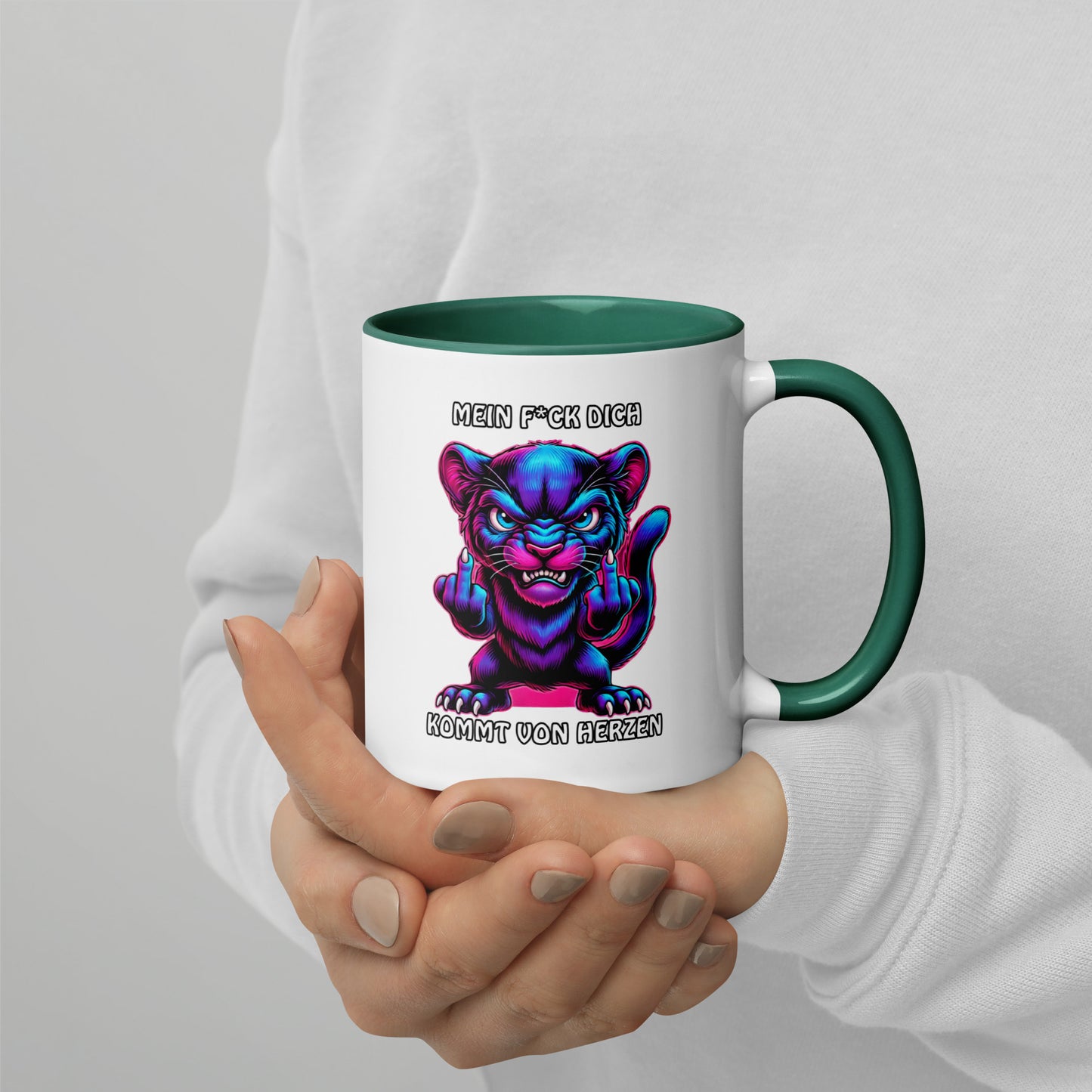 Furia – Mein F*ck Dich kommt von Herzen - Tasse mit farbiger Innenseite