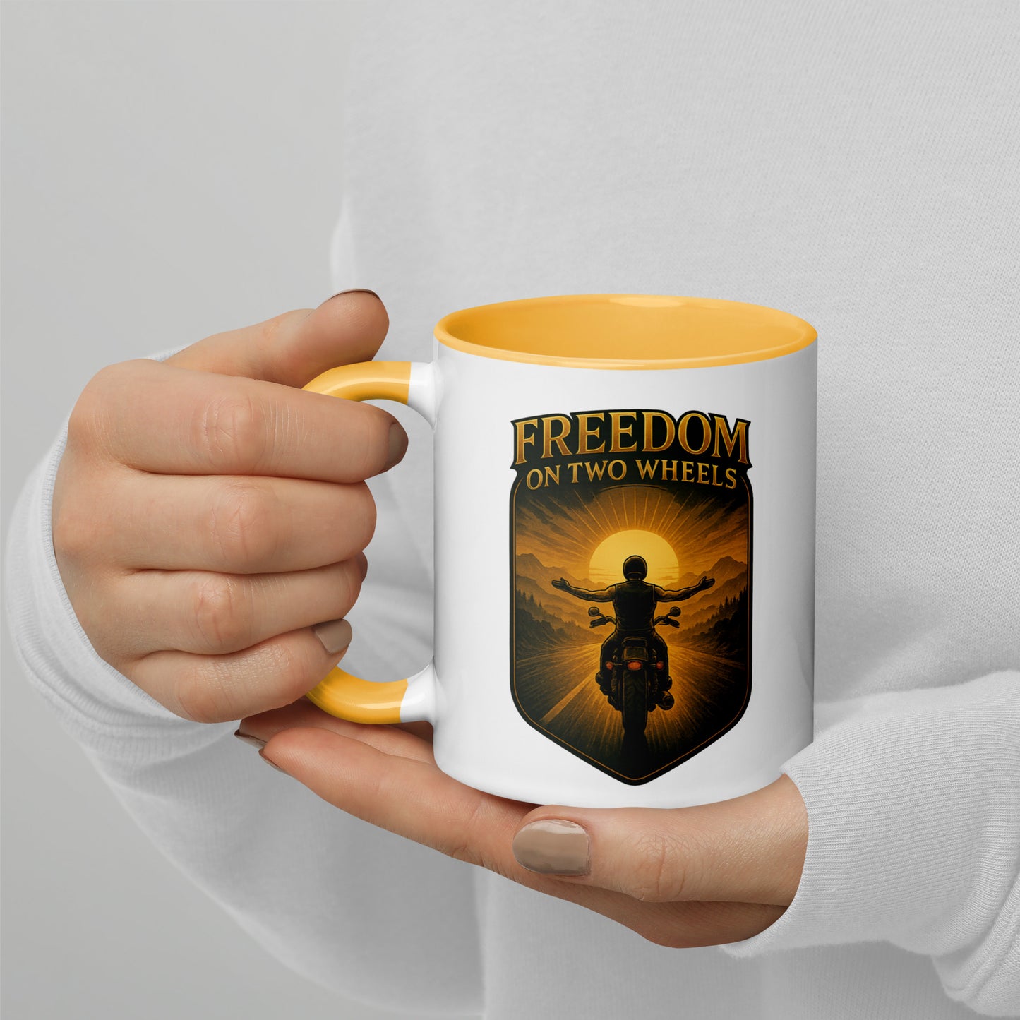 Freedom on Two Wheels - Tasse mit farbiger Innenseite