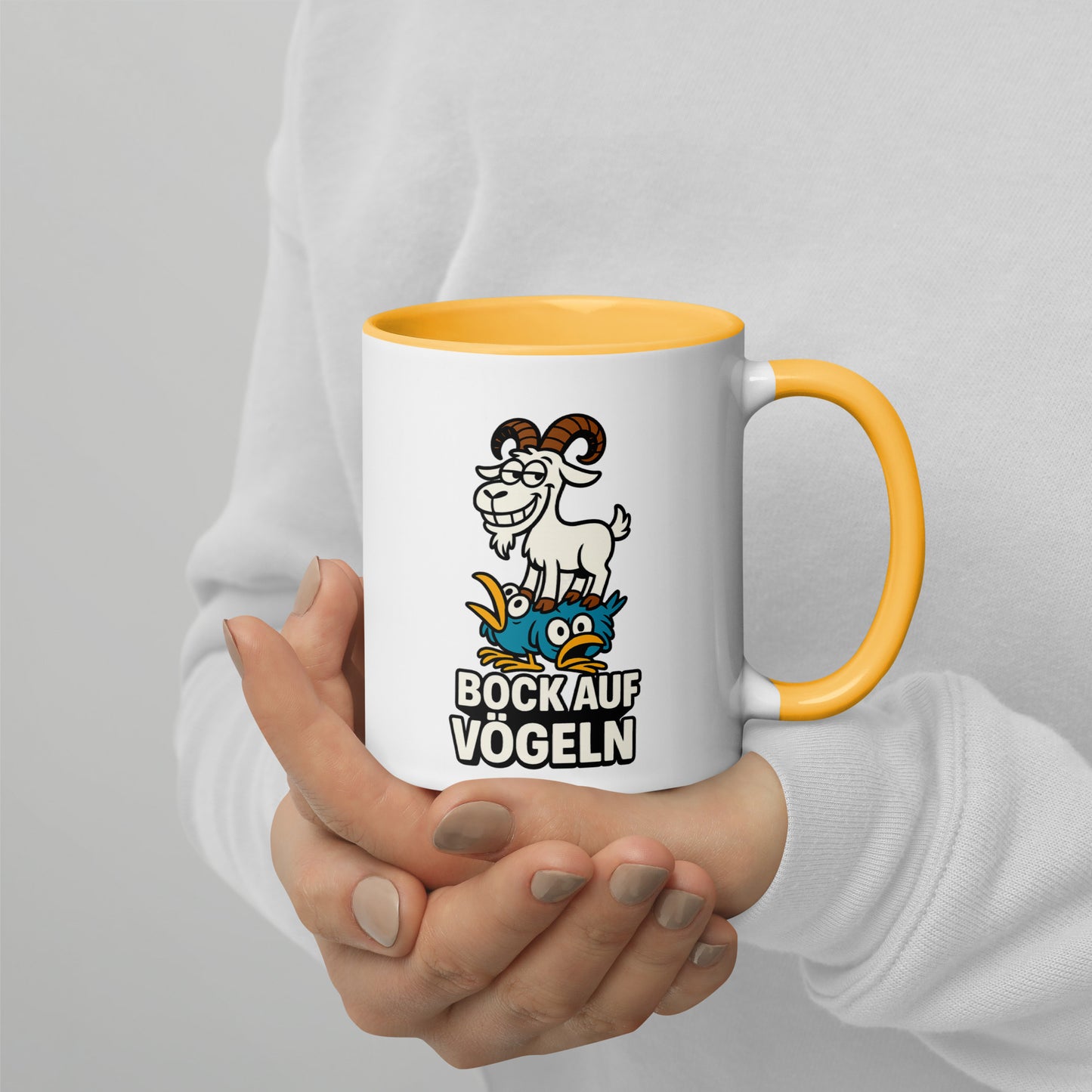 Bock auf Vögeln - Tasse mit farbiger Innenseite