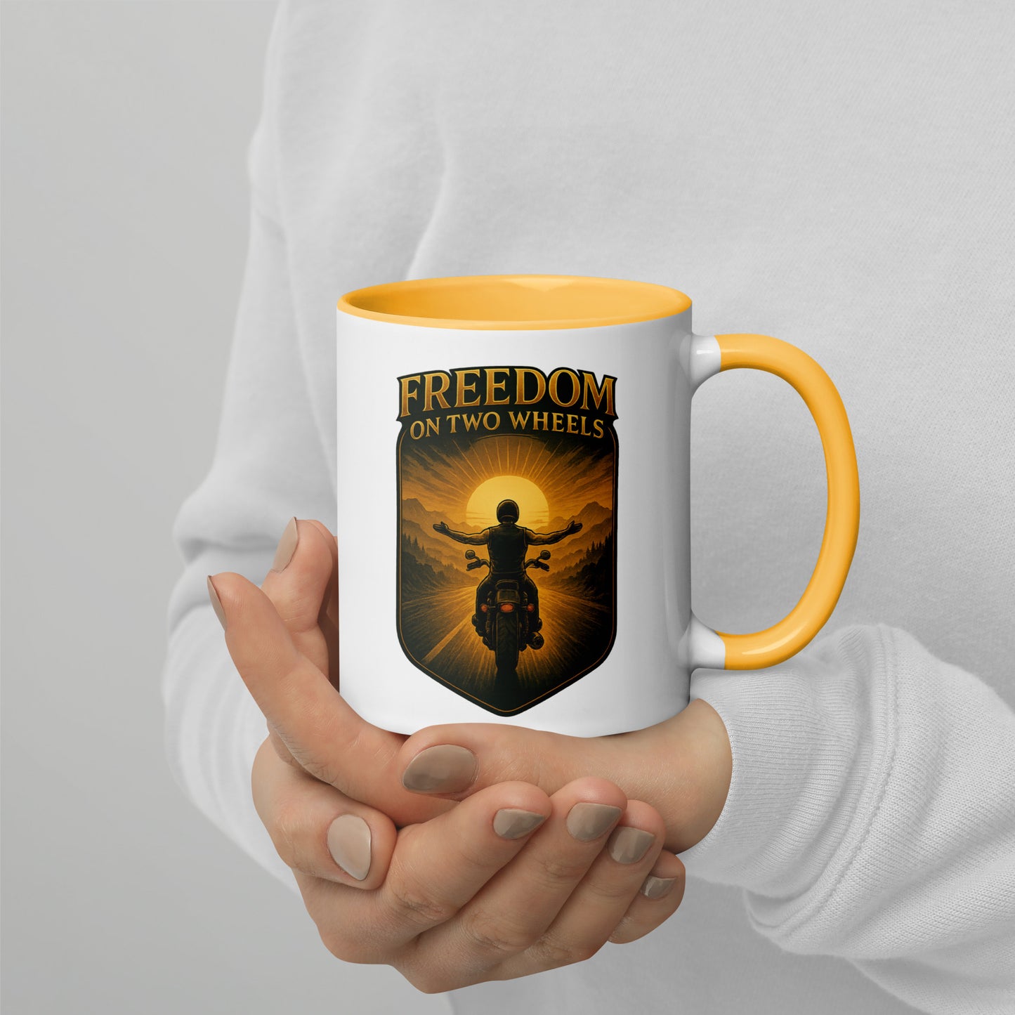 Freedom on Two Wheels - Tasse mit farbiger Innenseite